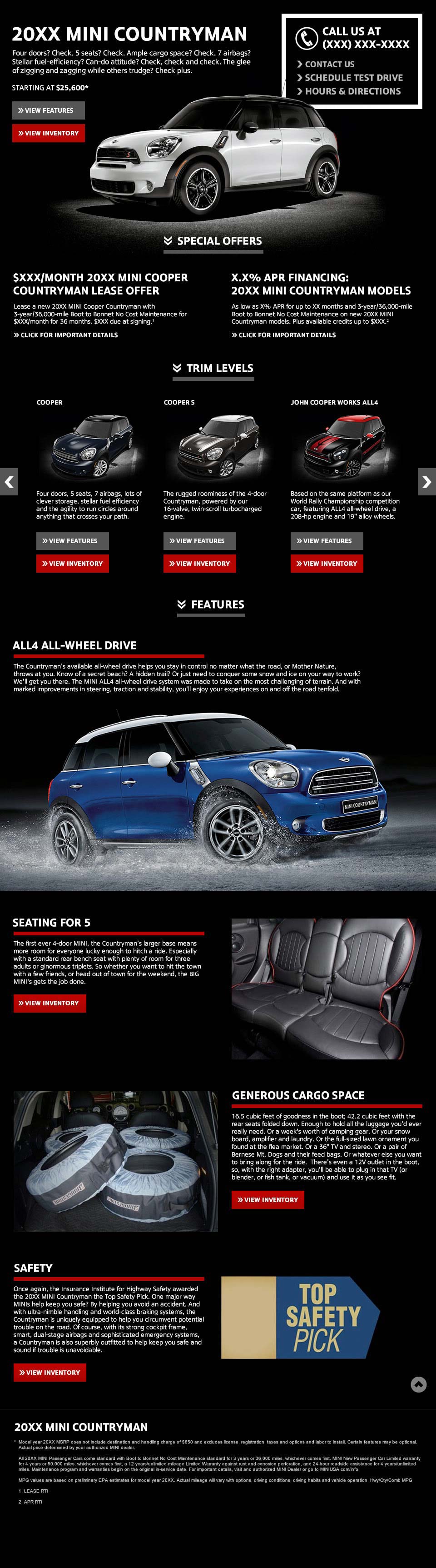 Web UI - MINI Countryman Landing Page