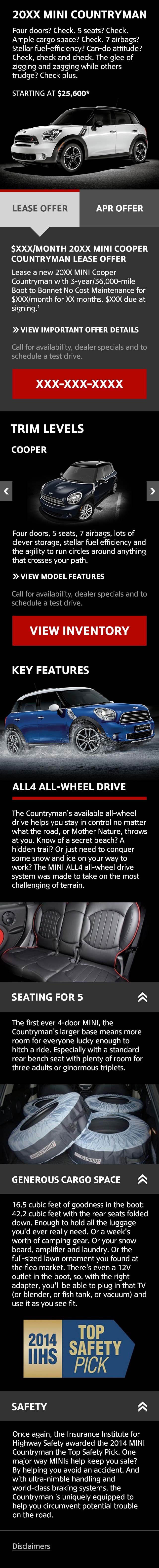 Web UI - MINI Countryman Mobile Page